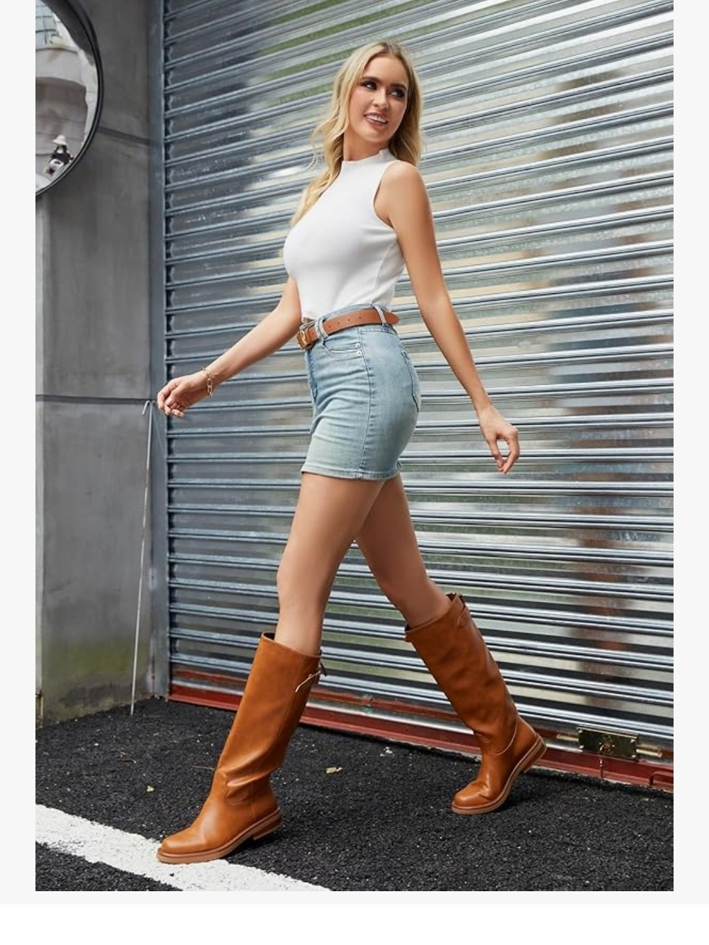 Over-the-Knee Leather Riding Boot - Cognac - Picture 8 of 8